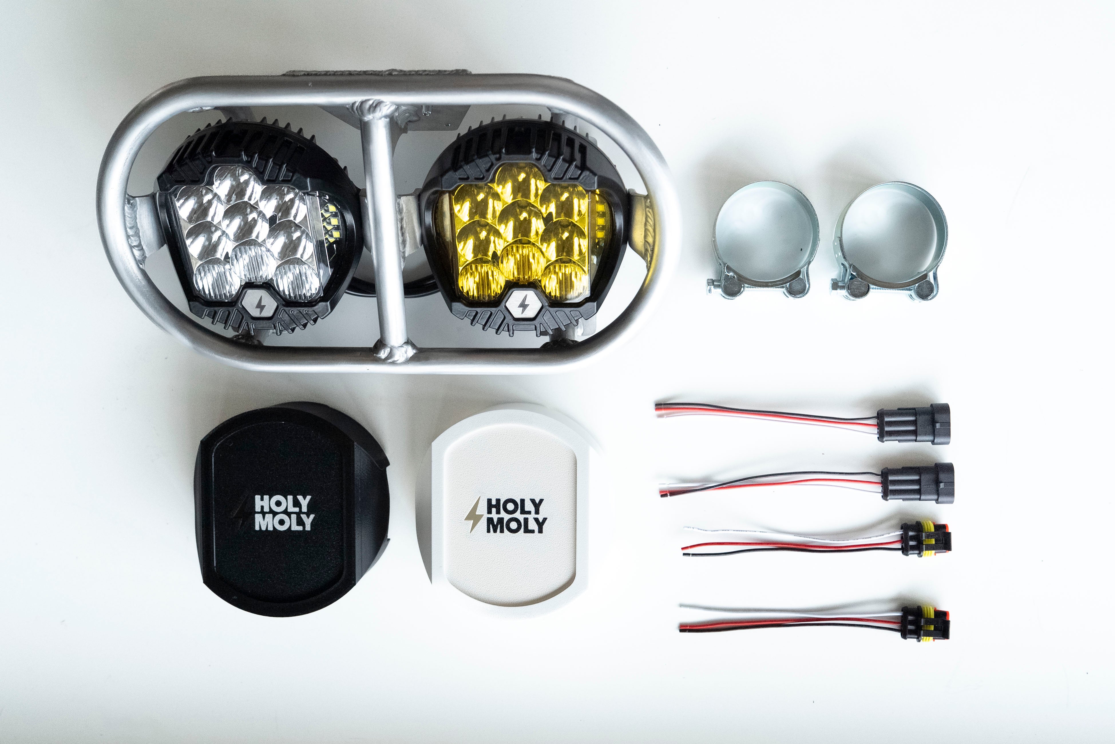 Brushed aluminium Baja universal headlight